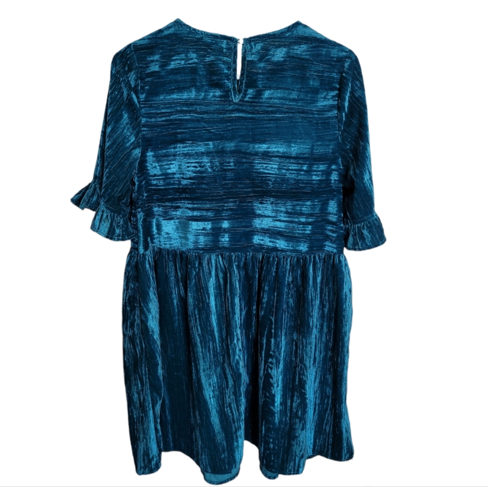 🆕️ Melloday Crushed Velvet Ruffle Trimmed Mini Dress - Picture 8 of 10